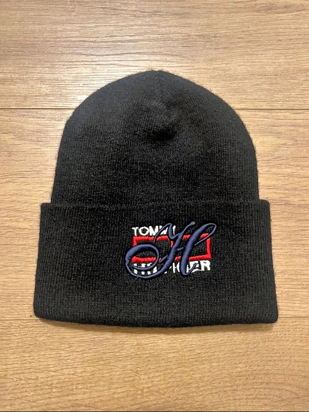 Tommy Hilfiger Embroidered Logo Beanie Hat in Black
